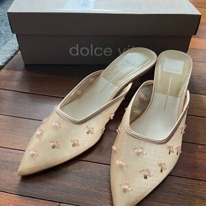 Dolce Vita Women's Floral Embellished Cream Mules